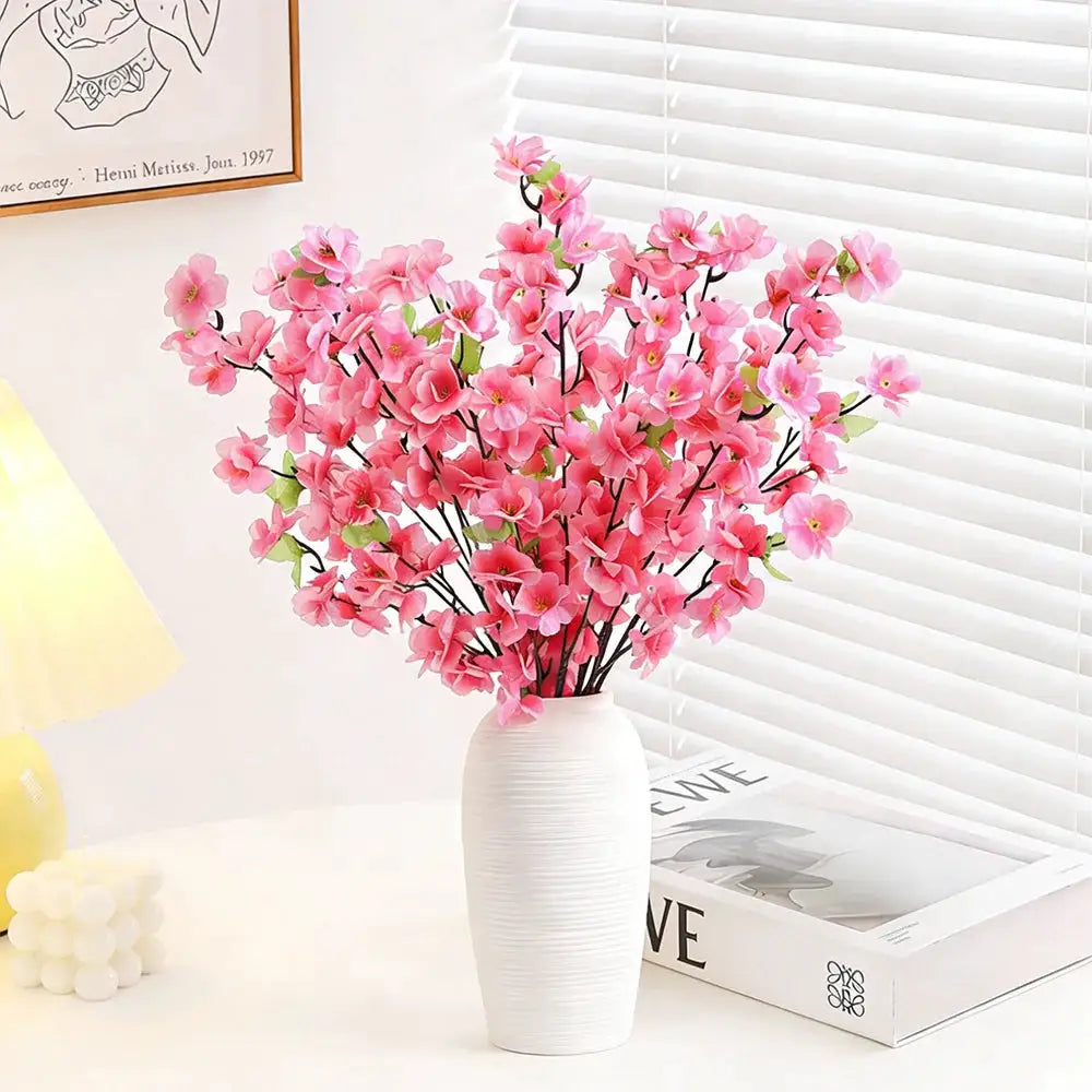 Peach Blossom Artificial Flowers Bouquet Silk Flowers For Home Decor Garden Wedding Decoration Outdoor Vase Ornament Set