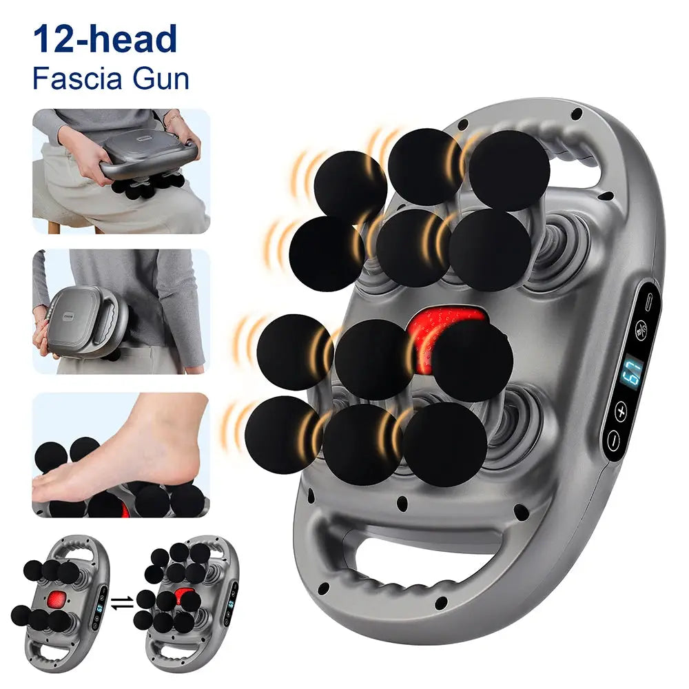 Simples Market 42-head fascia gun grey handheld massager with 42 black heads for back, waist and neck; two units shown