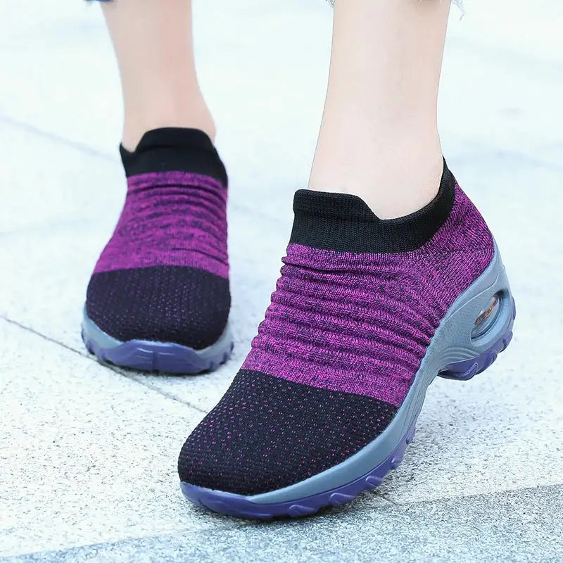 StrideEase Womens Walking Trainers Fly Weave Sock Sneakers Breathable Air Mesh Uppers Slip On Comfort