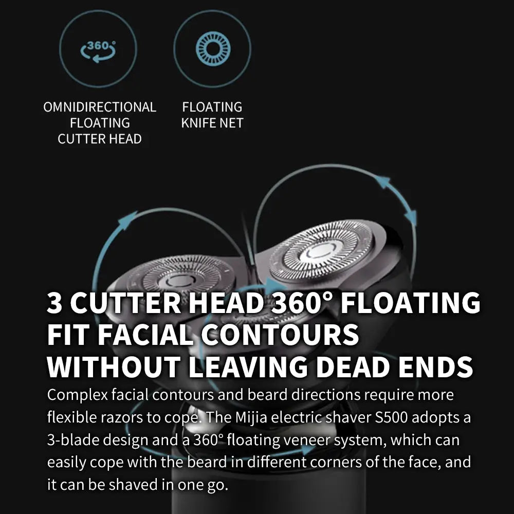 MIJIA S500 electric shaver with 3 cutter heads and 360° floating head
