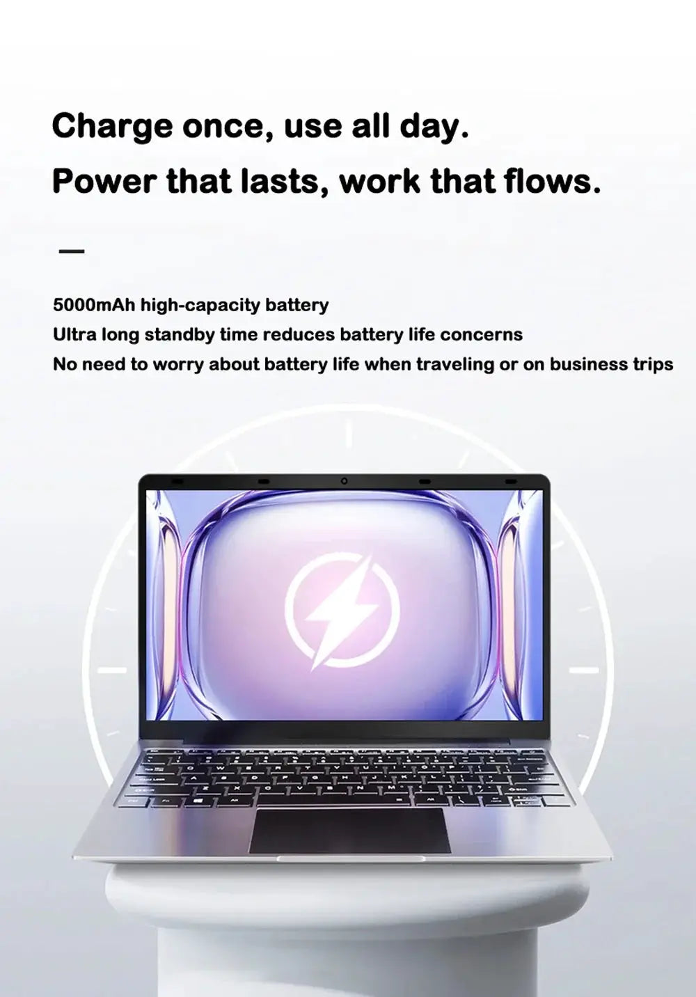 14.1-inch silver laptop with aluminum body and 1920x1080 display