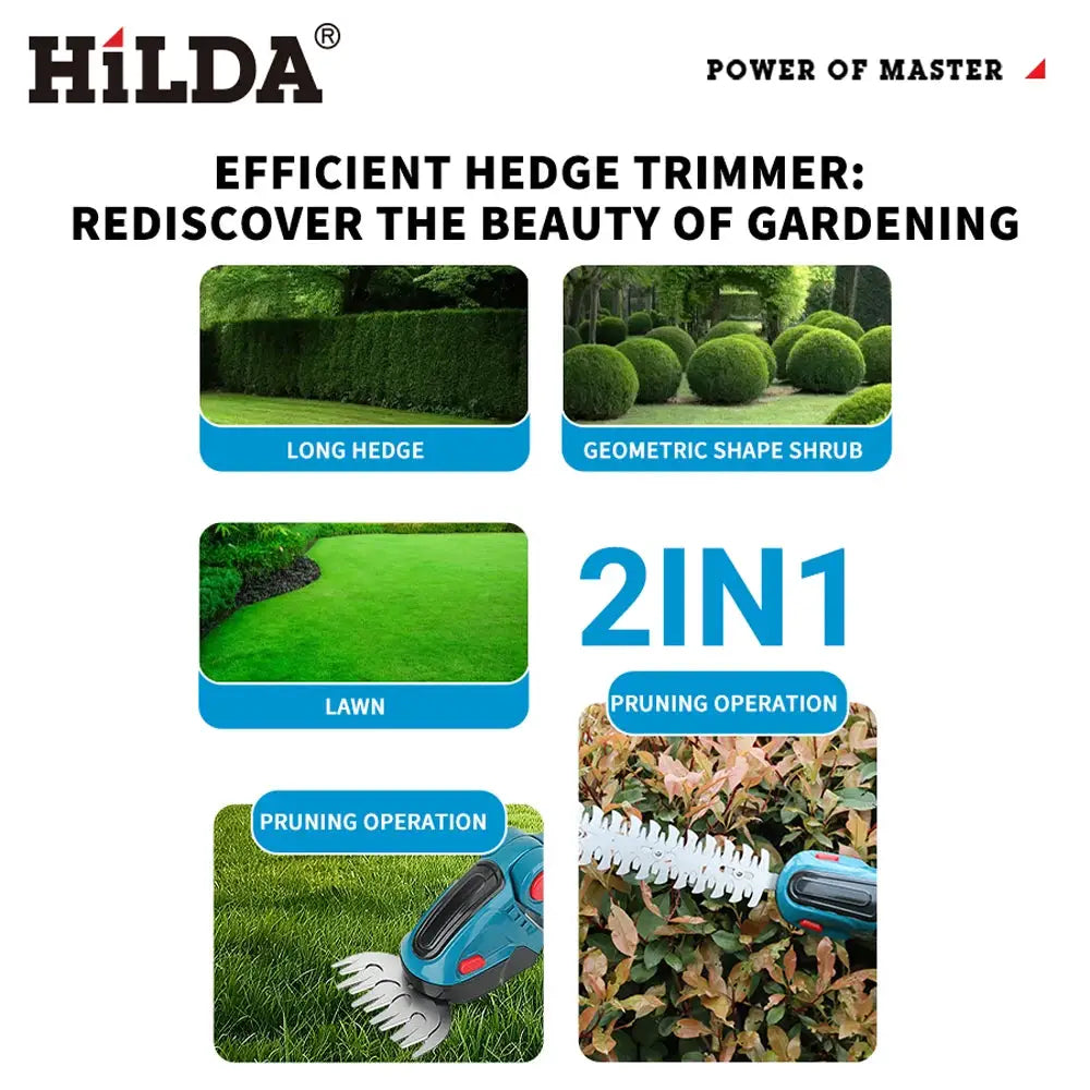 Hilda 2 In 1 Cordless Electric Hedge Trimmer And Pruning Shear For Makita 18V Battery Garden Tool