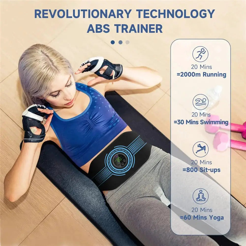 EMS Belt Massage Set black abdominal fitness device USB charging version by Simples Market