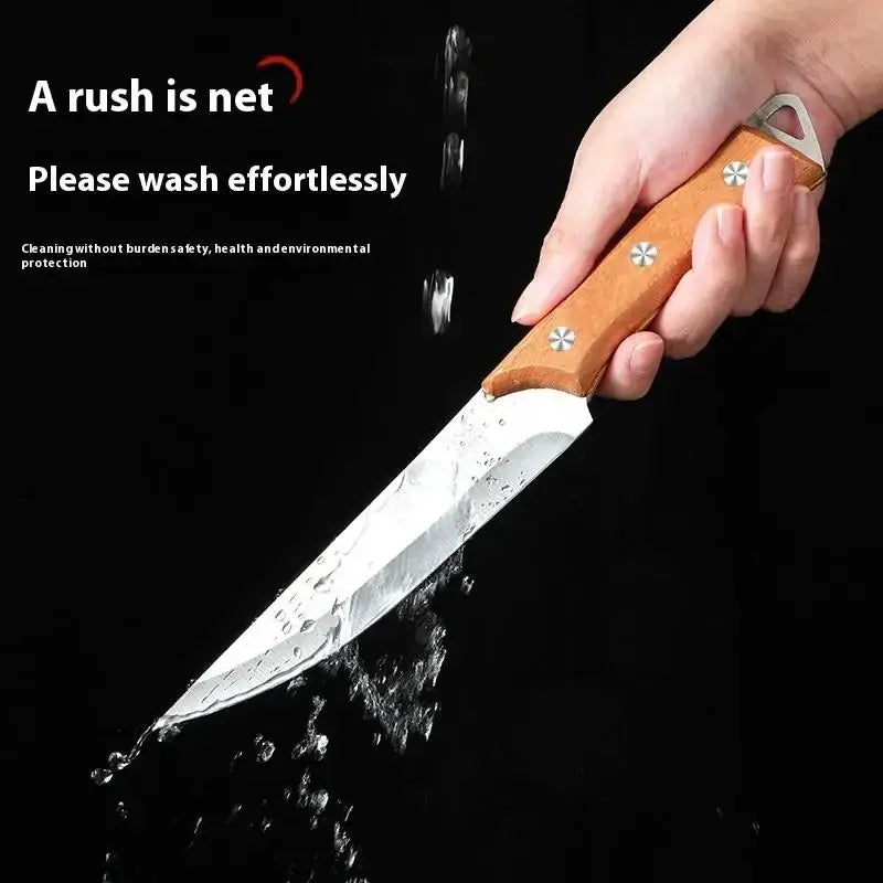 Stainless Steel Fillet Boning Knife Professional Chef Kitchen Knife Forged Meat Cleaver Fish Slicing Knife Wooden Handle