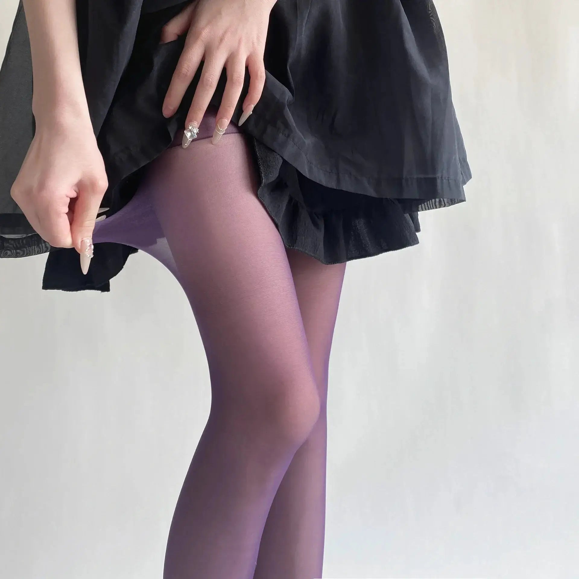 Azure Velvet Ultra Thin Nylon Thigh High Stockings Velvet Finish For Elegant Daily Wear