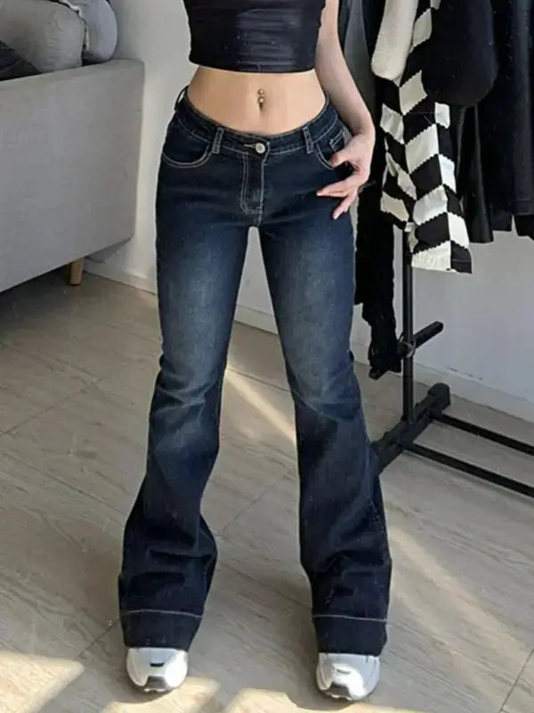 New Flare Jeans For Women Low Waist Denim Pants Y2K Korean Fashion
