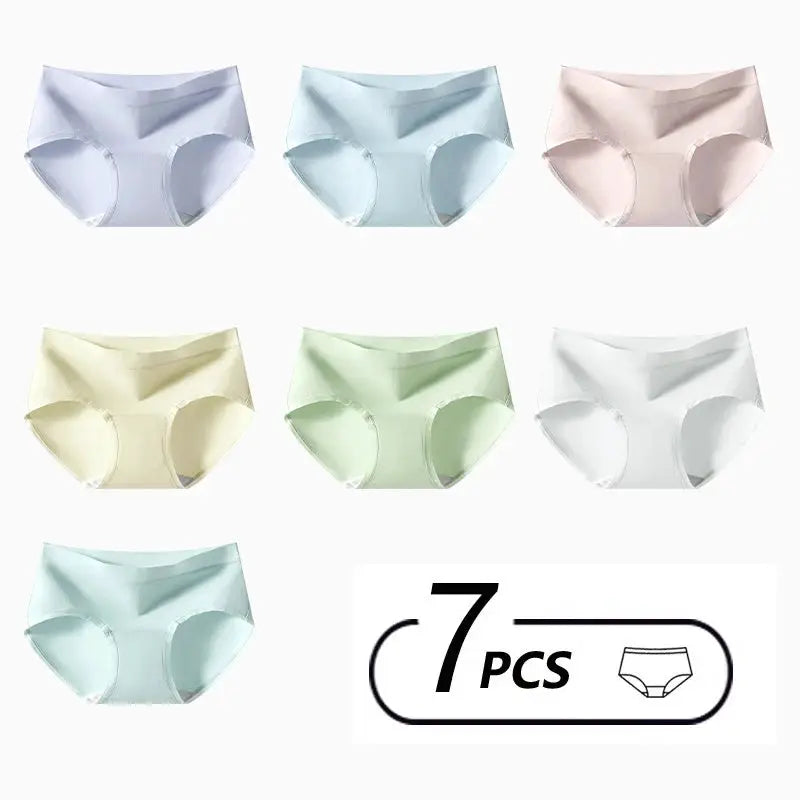 7-piece cotton women’s panties set in pastel colors; breathable briefs.