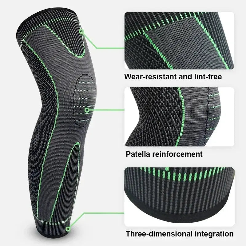 Non Slip Knee Pads With Elastic Long Leg Sleeve Bandage Pressurized Support For Running Sports Warm Leg Protection