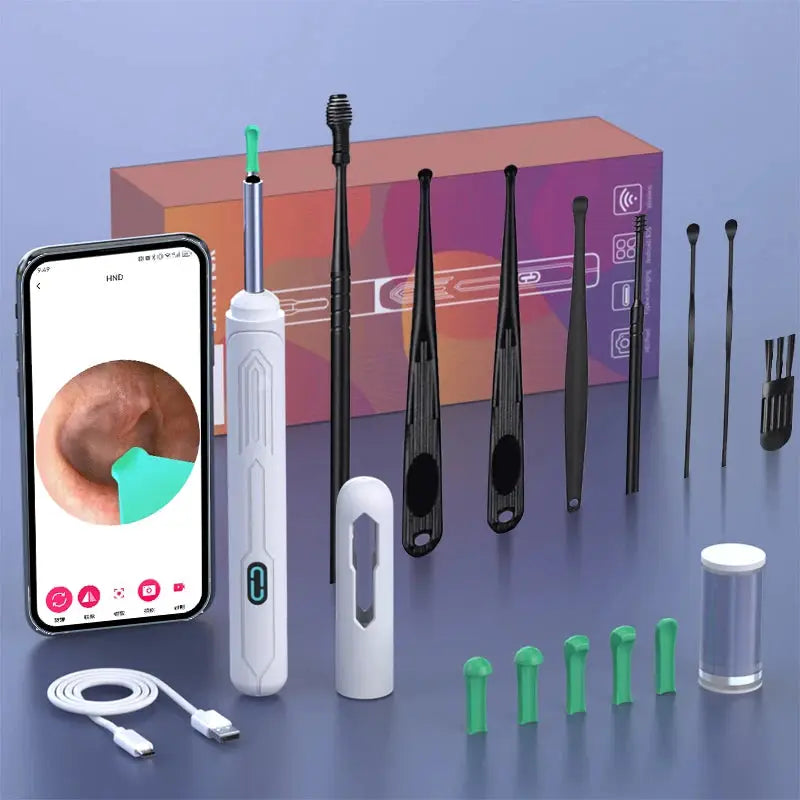 NK3 Pro Ear Cleaner With Camera Set 1296P HD Camera 360 Degree Wide Angle Lens For Precise Wax Removal