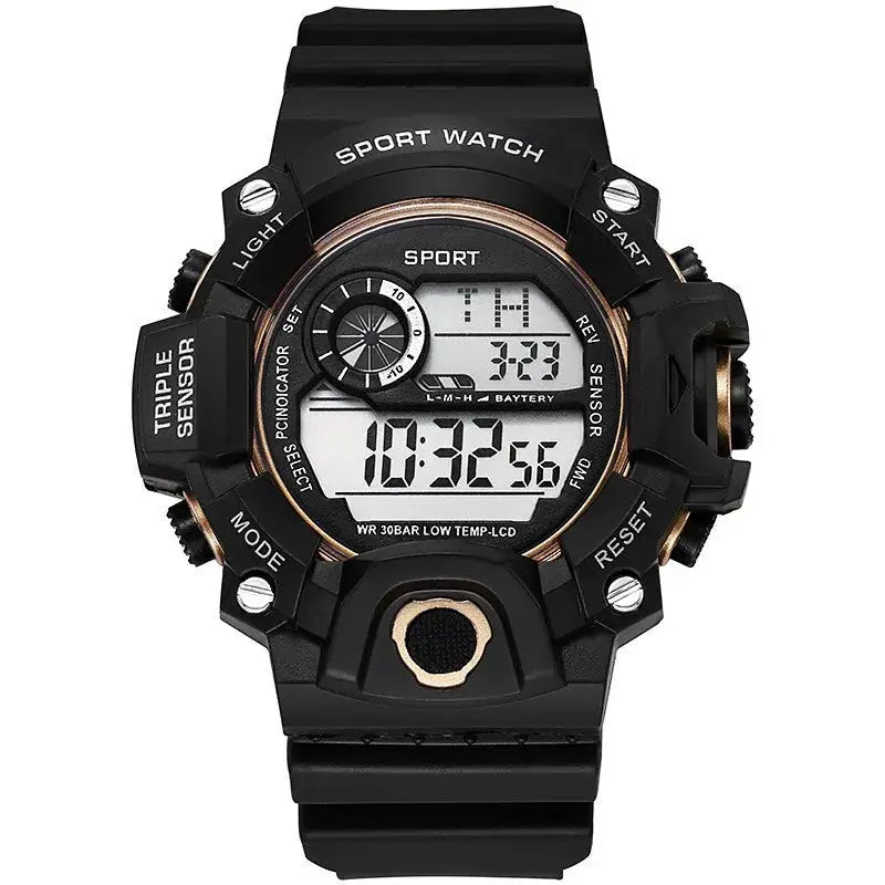 AuroraTime Mens Digital Sports Watch Large Dial Waterproof Luminous Multifunctional Alarm For Everyday Use