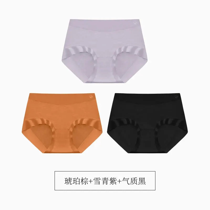 Simples Market SUJIIN 3-pack seamless women's briefs in lavender, amber brown and black