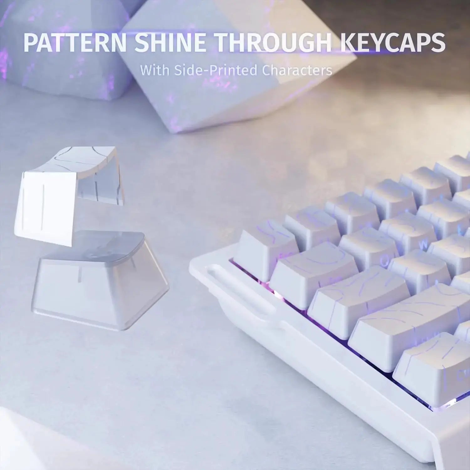 Attack Shark X68 HE 60% wired mechanical keyboard in white with purple backlighting