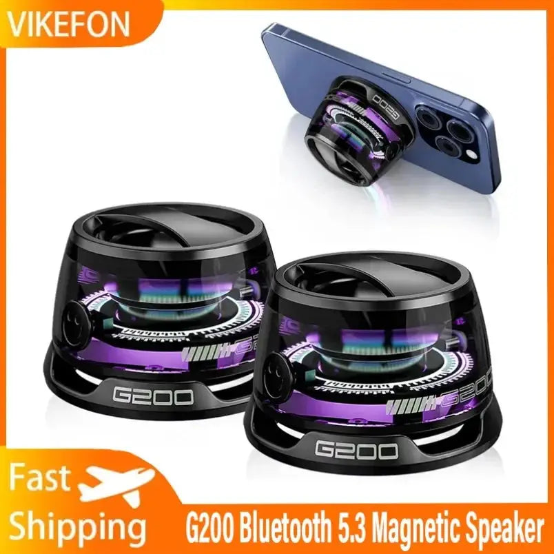 Mini Travel Bluetooth Speaker With RGB Light Magnetic Phone Holder