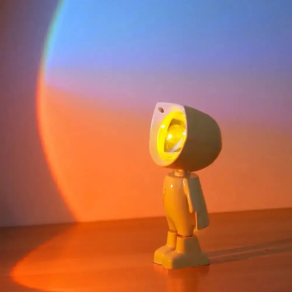 Rechargeable Astronaut Robot Rainbow Projection Lamp For Bedside Decor