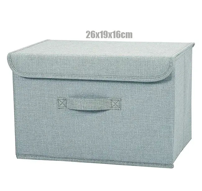 Simples Market fabric storage box with lid, cotton-linen, light gray, 26x19x16 cm