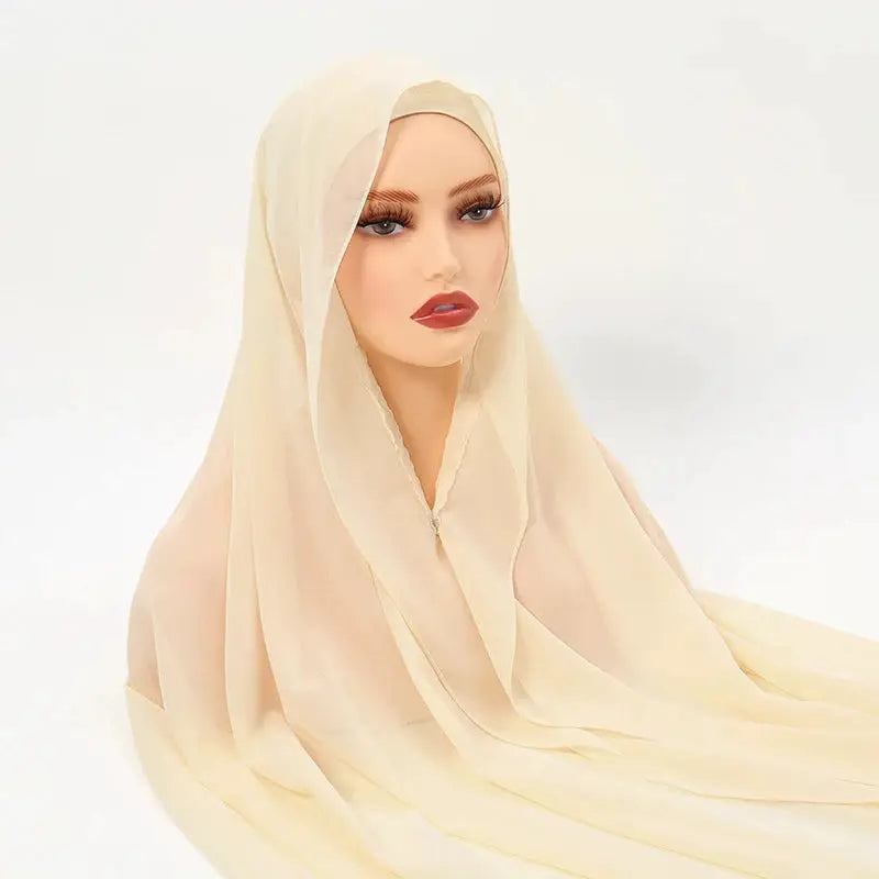NovaVibe Instant Chiffon Hijab Magnetic Buckle Solid Color Muslim Scarf Effortless Wear