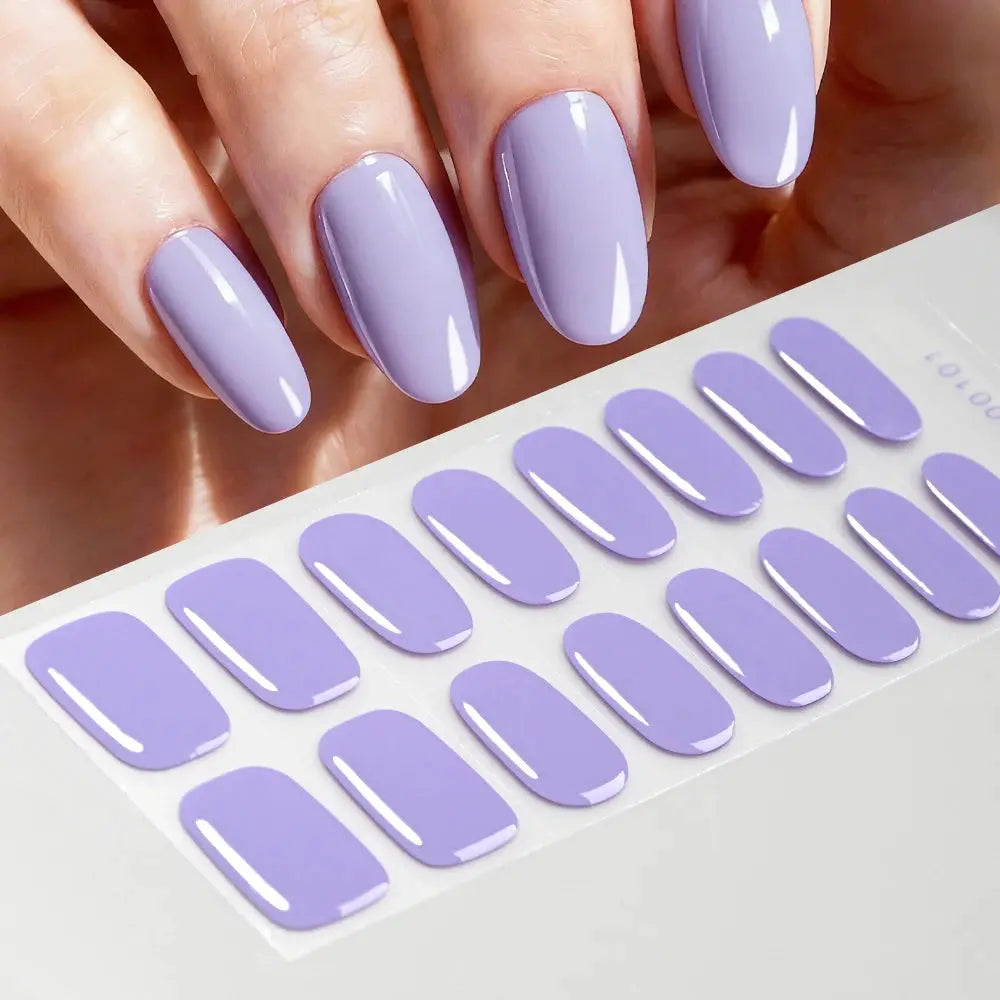Nail sticker sheet by Simples Market, lavender 16-tip full-cover UV gel wraps