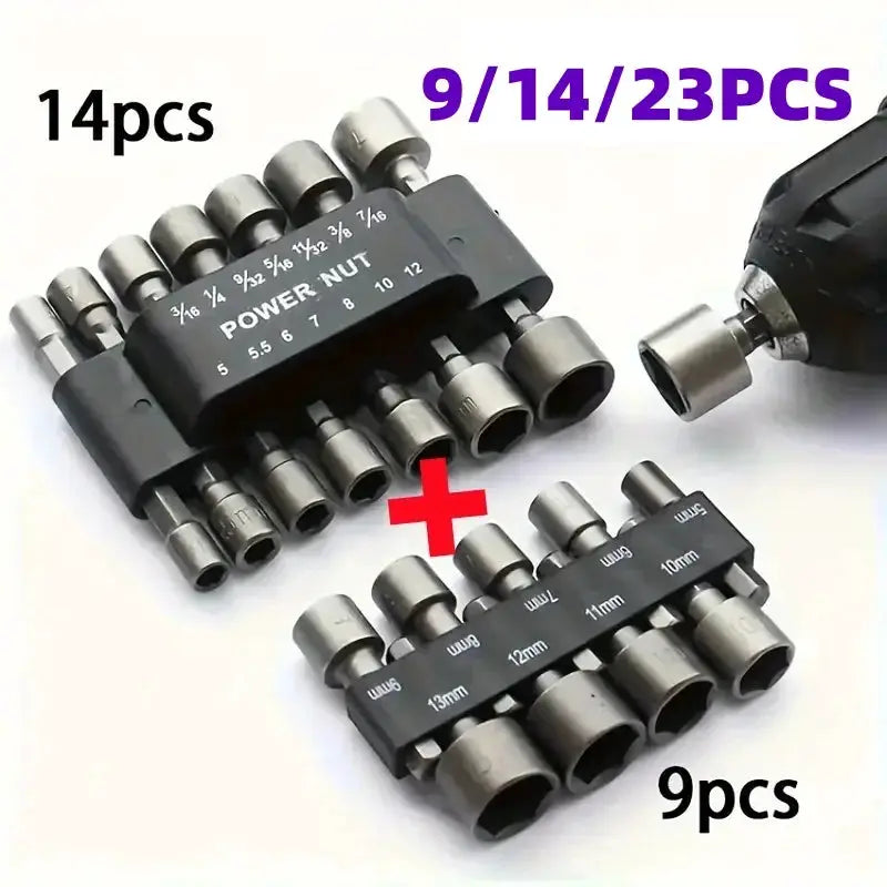 Slade 9 14 23 Piece Hex Socket Sleeve Nut Driver Set 5mm To 13mm Chromium Vanadium Steel