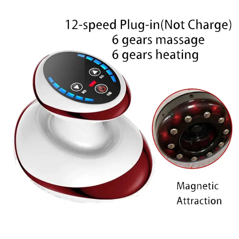 Electric cupping massager by Simples Market with suction cups, red-and-white handheld device, 12-speed heating