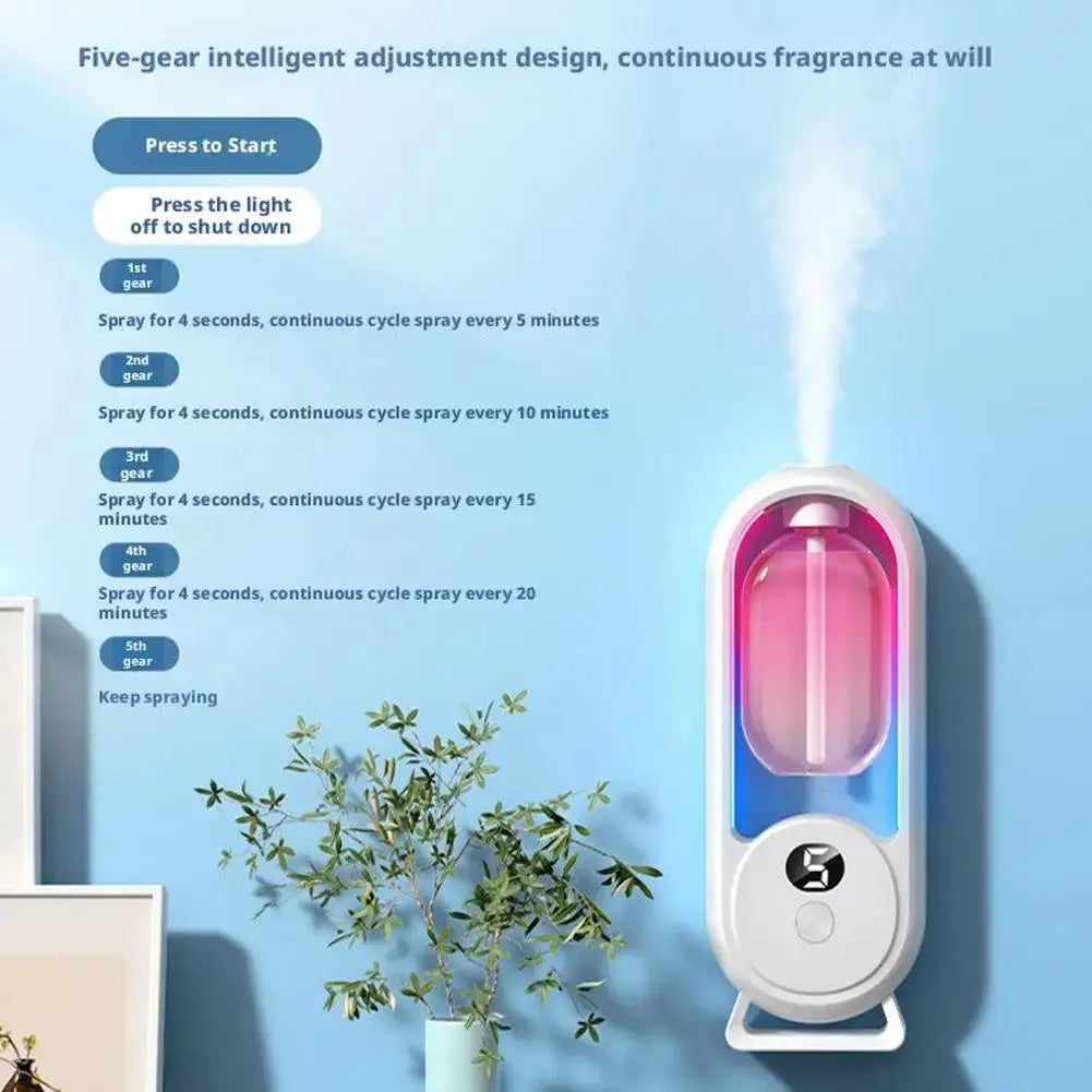 Automatic Fragrance Diffuser USB Powered Essential Oil Diffuser With Spraying And Light For Living Room And Bedroom