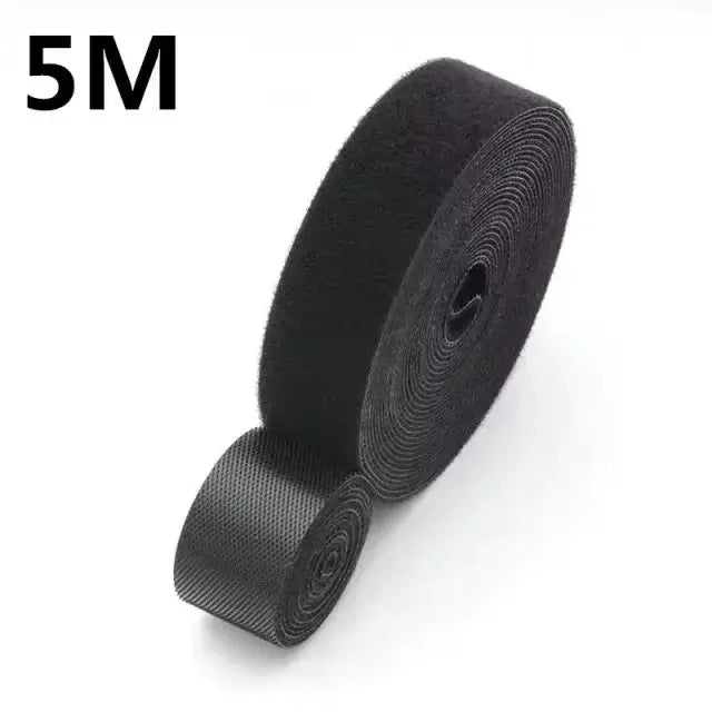 Simples Market 5M black Velcro cable organizer wrap, two rolls for earphone and mouse cords.