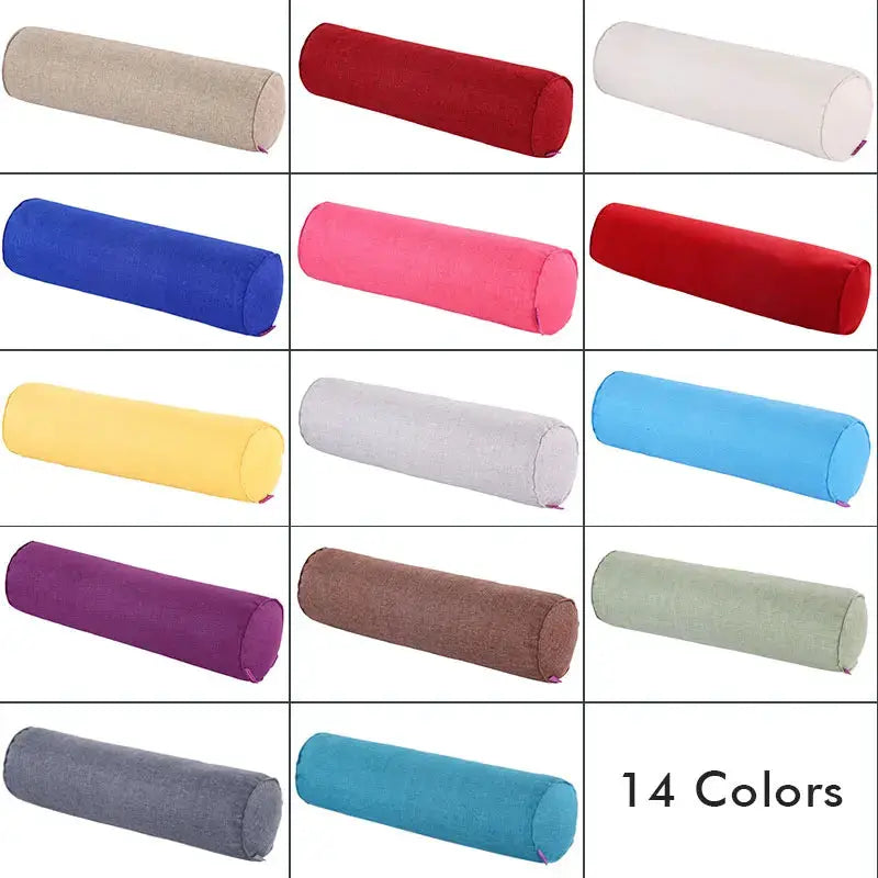 Cylindrical pillow case by Simples Market in 14 colors; cotton-linen fabric for sofa lumbar support.
