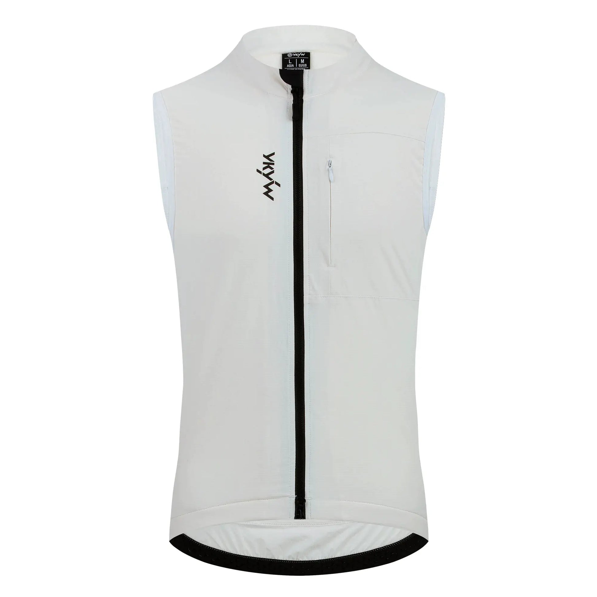 YKYW bike vest, white sleeveless windproof fleece cycling top with front zipper pocket