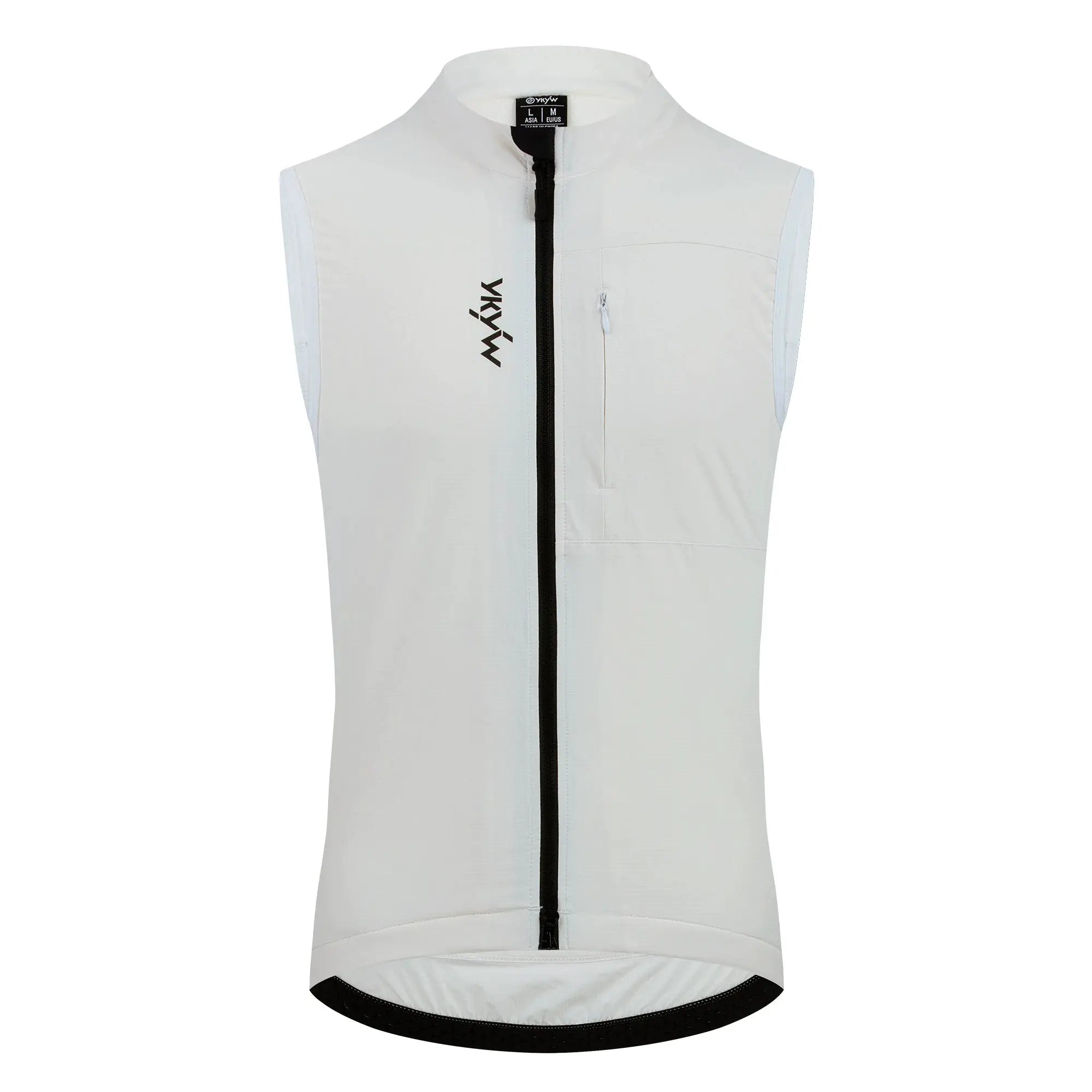 YKYW bike vest, white sleeveless windproof fleece cycling top with front zipper pocket