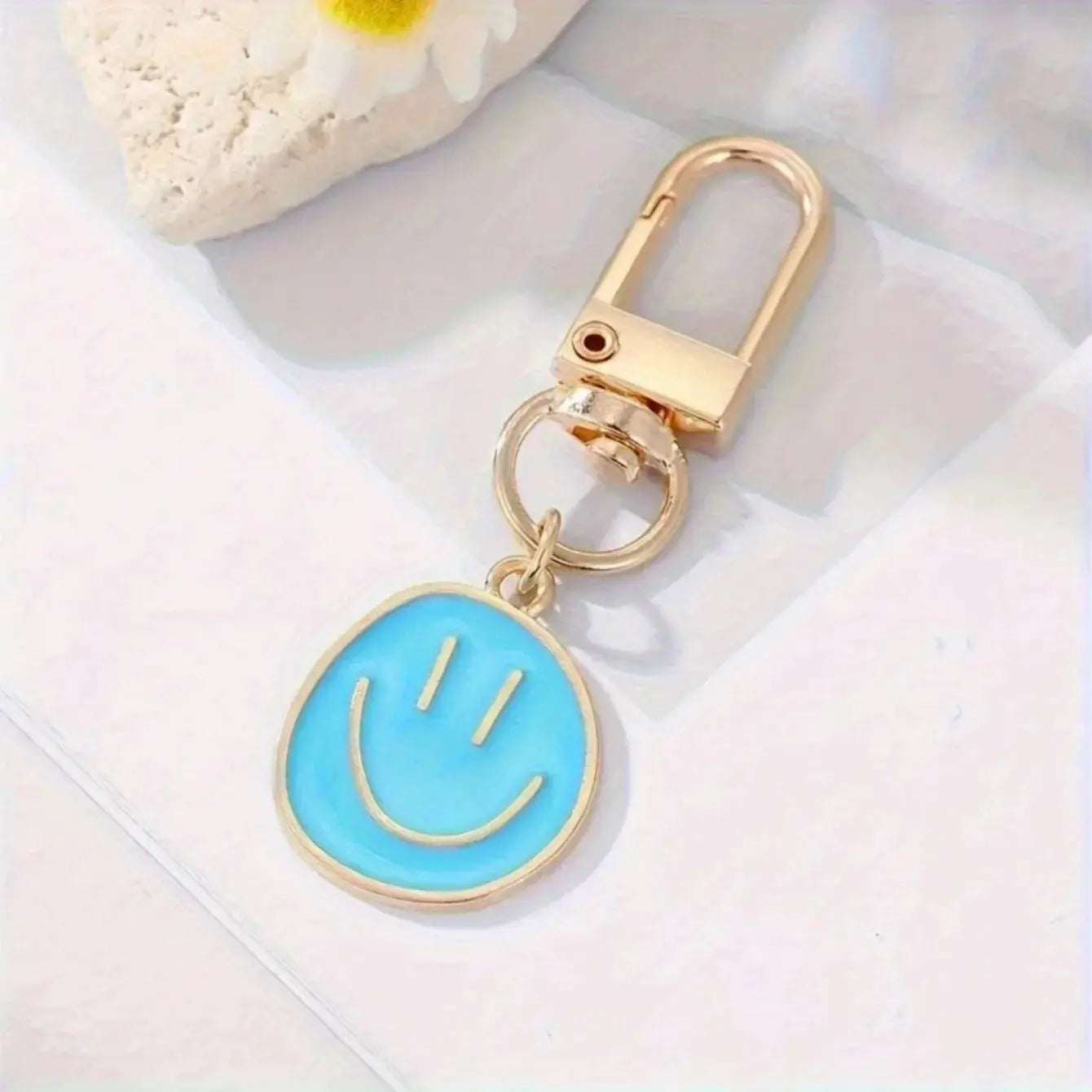 Smile Face Keychain Enamel Metal Key Ring Bag Accessory For Women And Ladies Multi Color Cute Pendant