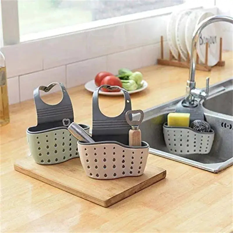 Kitchen Sink Hanging Draining Basket Adjustable Rubber Bag Soap Sponge Caddy Faucet Holder For Bathroom