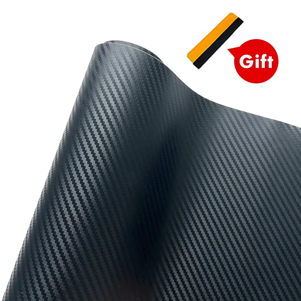 9D carbon fiber car wrap sheet, self-adhesive glossy black vinyl with anti-scratch protection