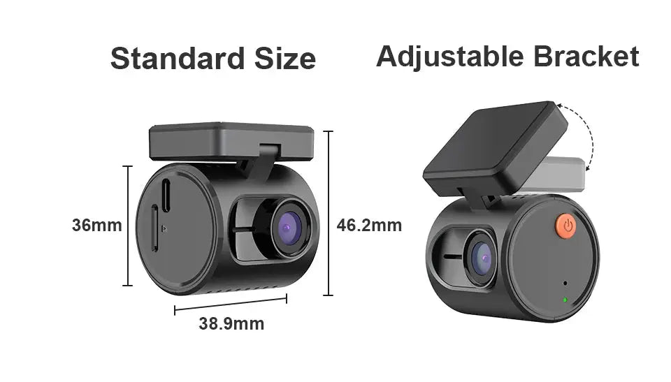 Simples Market 2K car dash cam with adjustable bracket, black mini KAWA Dash Cam MINI 3, night vision WiFi app