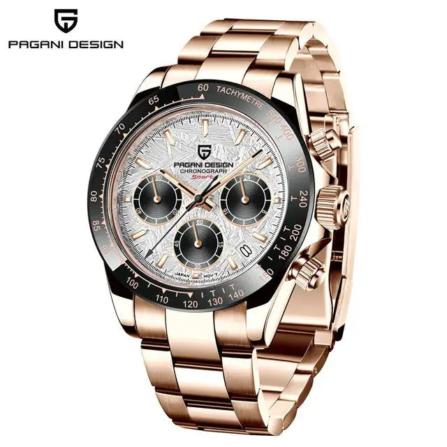 PAGANI DESIGN 40mm New V2 Mens Quartz Watch With Sapphire Crystal Retro Chronograph Stainless Steel Waterproof Wristwatch