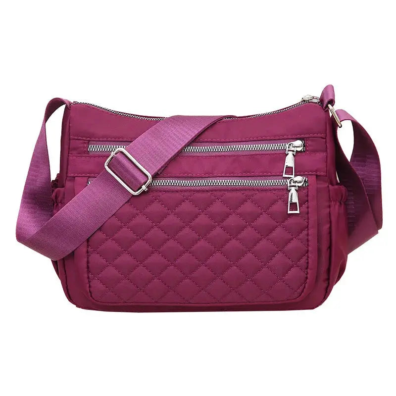 Yogodlns Women Nylon Shoulder Bag Waterproof With Multi Pocket Zipper Design For Travel And Everyday Use