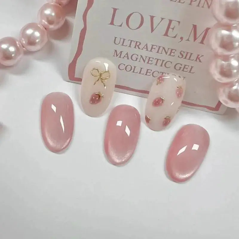 SpringGlow 24Pcs Oval Short Pink Ombre Press On Nails Removable Reusable Nail Art For Sweet Sassy Cool Women