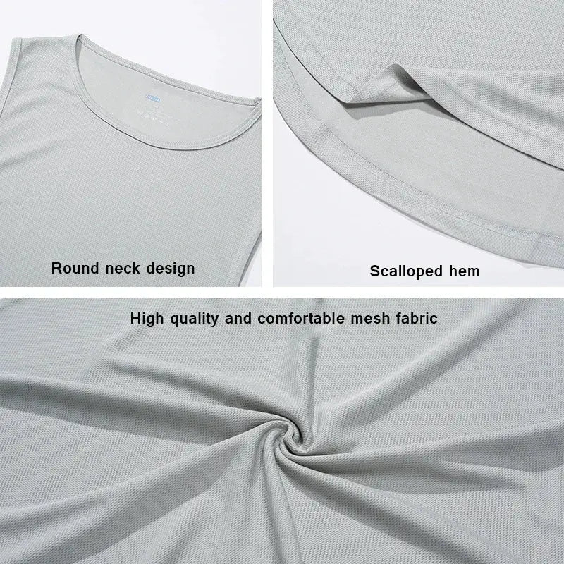 Summer Mens Running Vest Quick Dry Loose Fit Sleeveless Tank Top For Gym Running Basketball And Bodybuilding