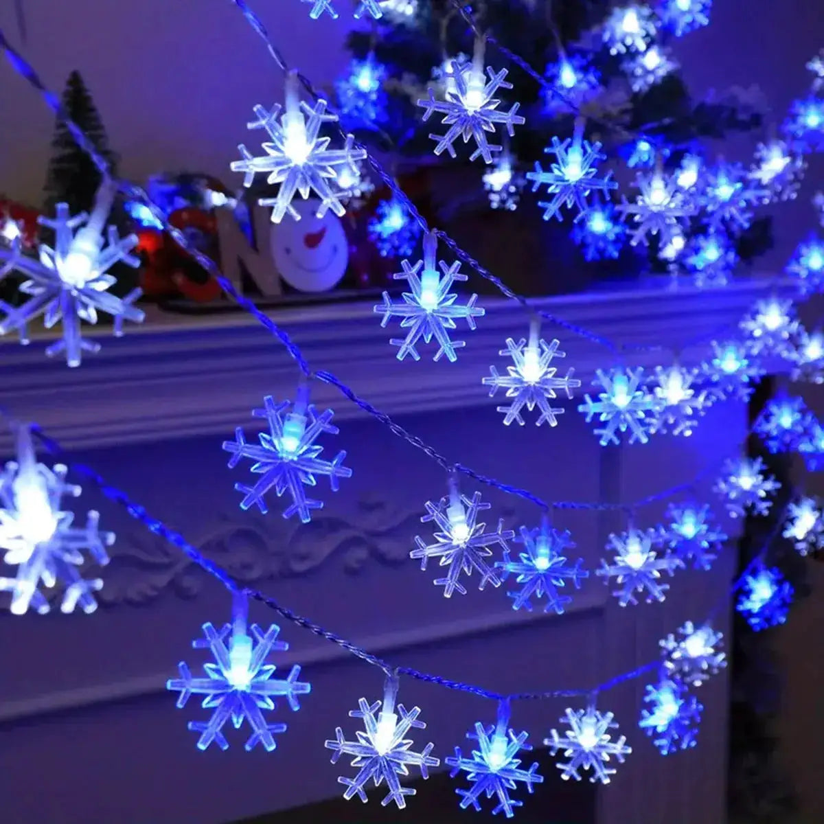 LED Christmas Snowflake String Light 1pc Indoor Outdoor Hanging Decor Fairy Atmosphere Lamp For Garden Party