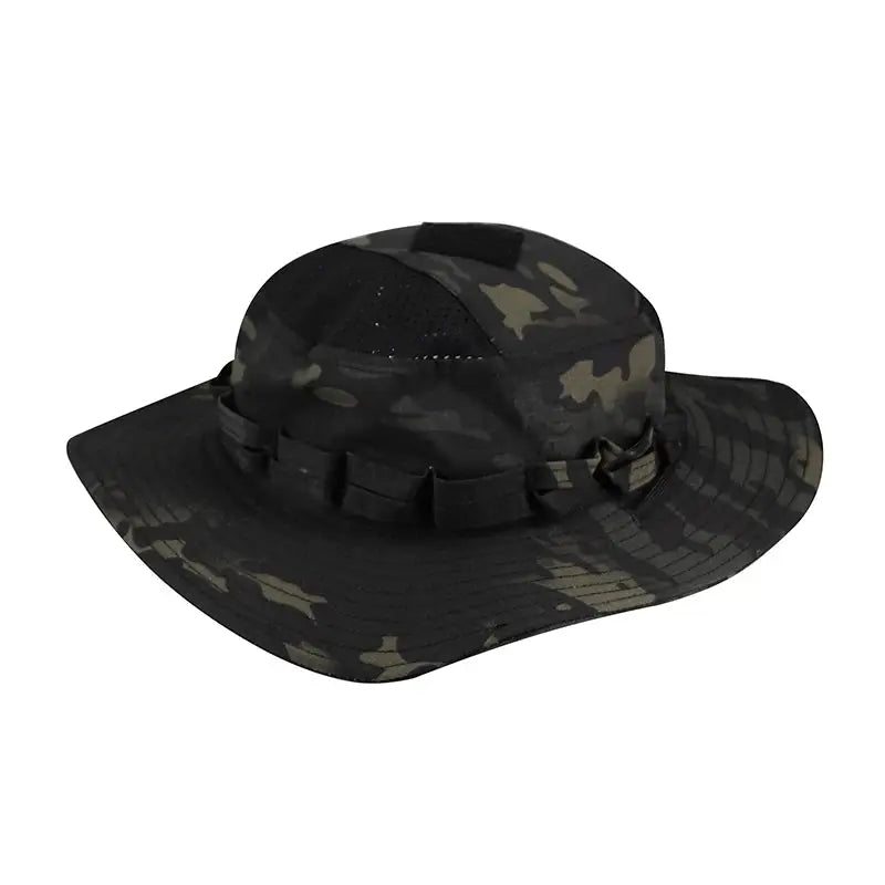 2025 Camo Tactical Enthusiasts Square Pocket Bonnie Cap Outdoor Bucket Hat Multicam For Fishing Hiking Sun Protection
