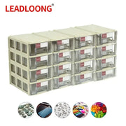 LEADLOONG 16-drawer screw parts organizer with clear drawers in beige frame