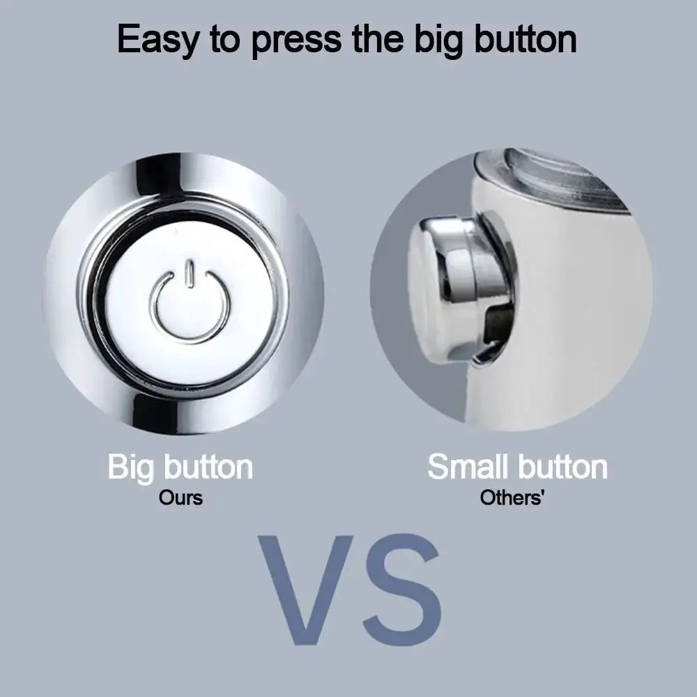 Simples Market plastic shower head arm diverter with a large chrome push button
