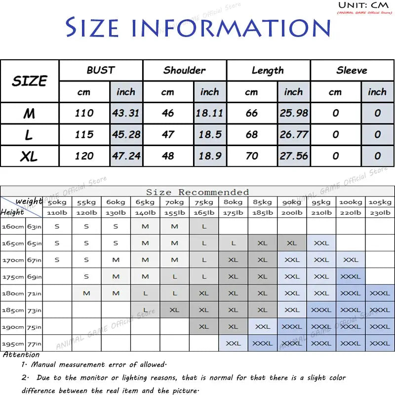 Simples Market men's sleeveless knit vest size chart with bust, shoulder, length measurements and size guidance
