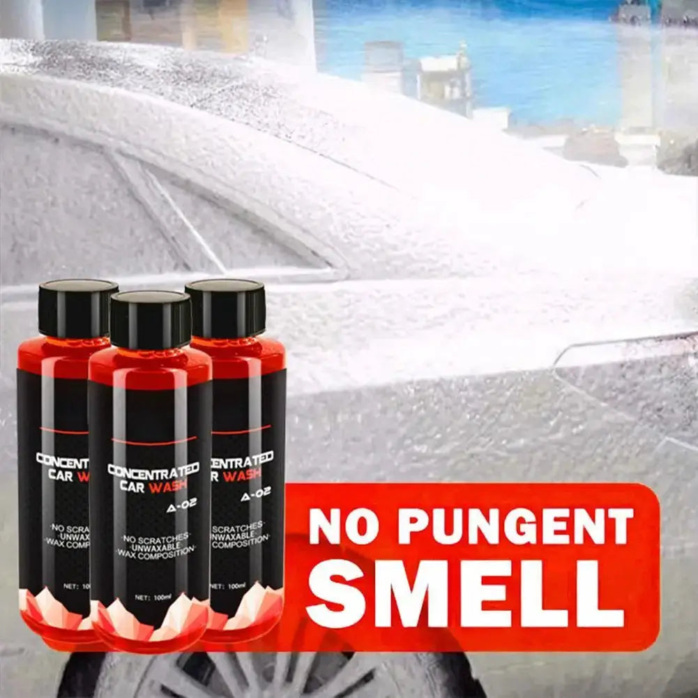 Simples Market 100ml concentrated car wash foam liquid, three red bottles with black caps and a No Pungent Smell banner.
