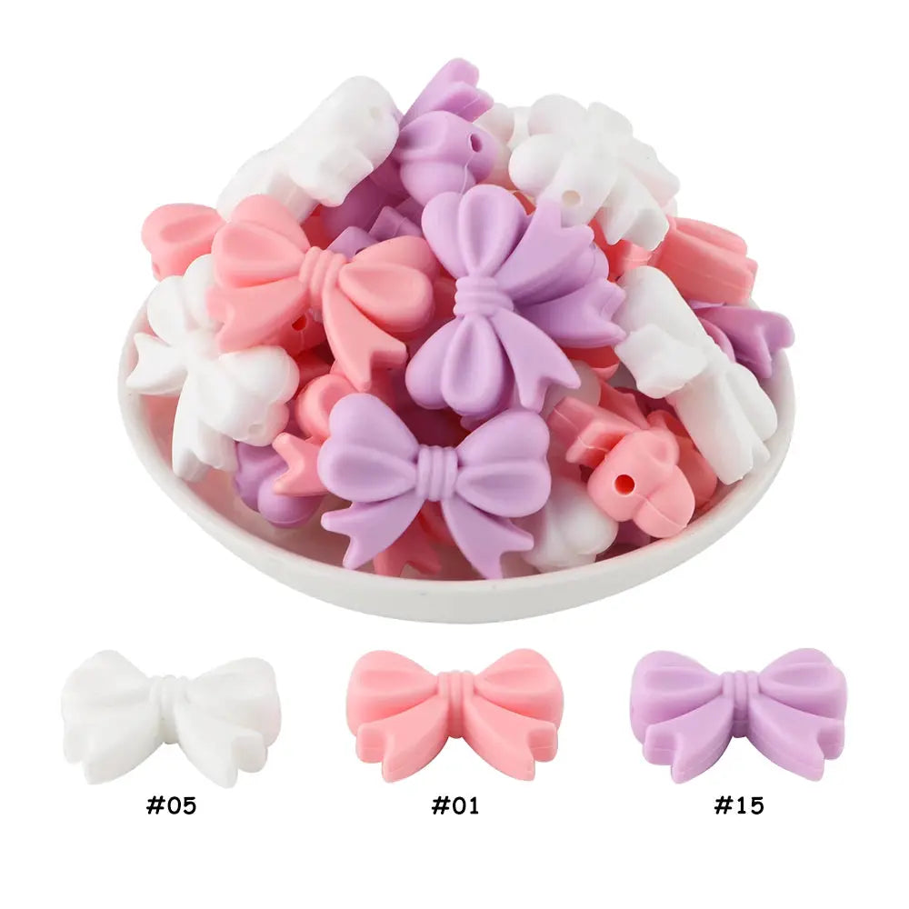 10Pcs Crown Bowknot Silicone Beads For Jewelry Making Diy Necklace Keychain Bracelet Craft Supplies