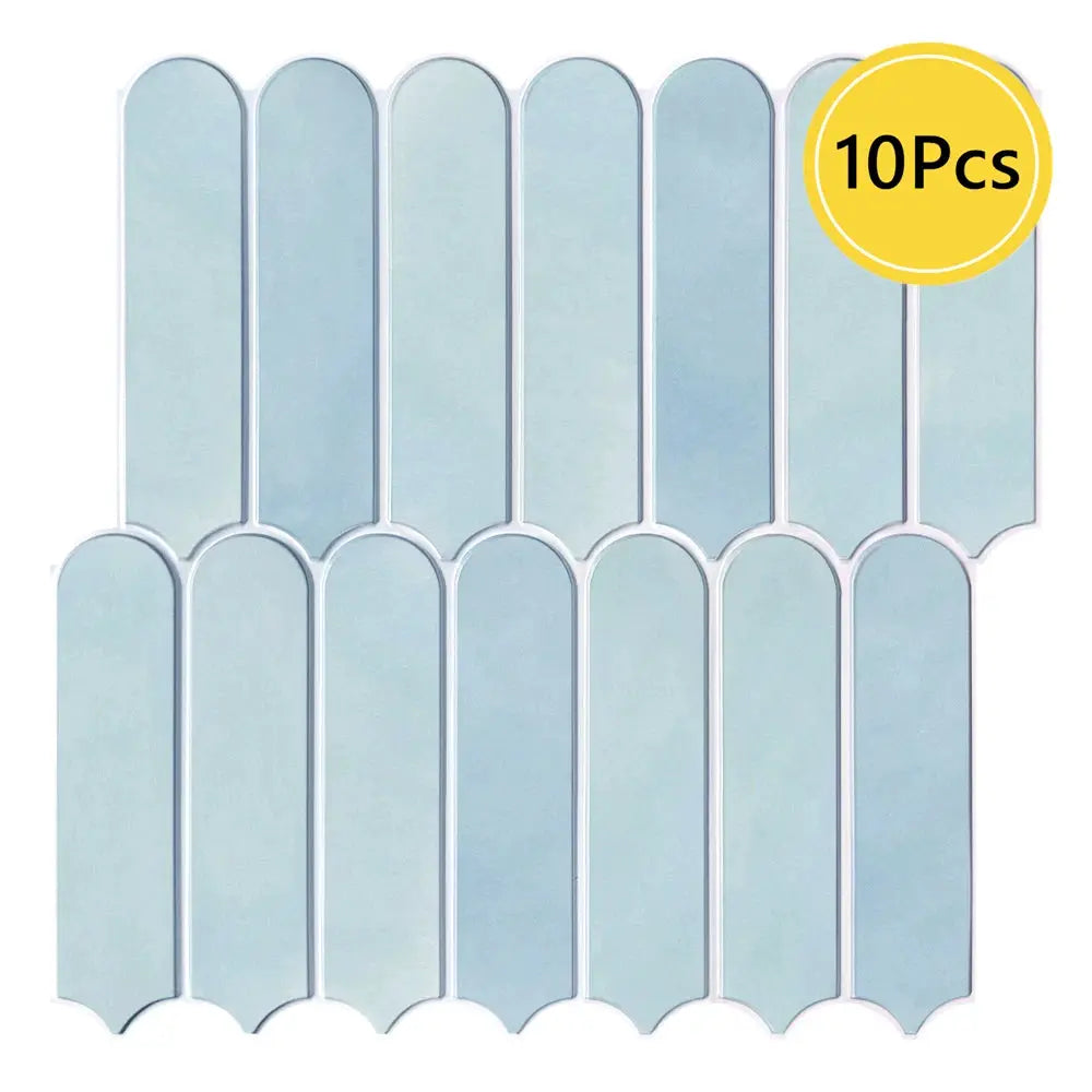 Simples Market 10Pcs 3D fish-scale tile stickers, light green backsplash tiles, self-adhesive and mold resistant