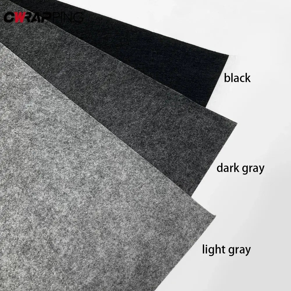 Car lining carpet felt cloth; self-adhesive non-woven fabric in black, dark gray, and light gray (3 sheets)