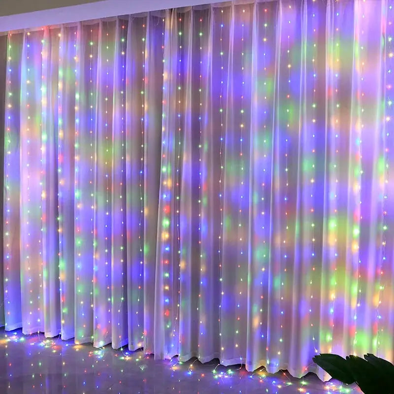 Led Fairy String Curtain Lights With 8 Modes Remote USB Festoon For Christmas Decor For Home And Holiday New Year Lamp