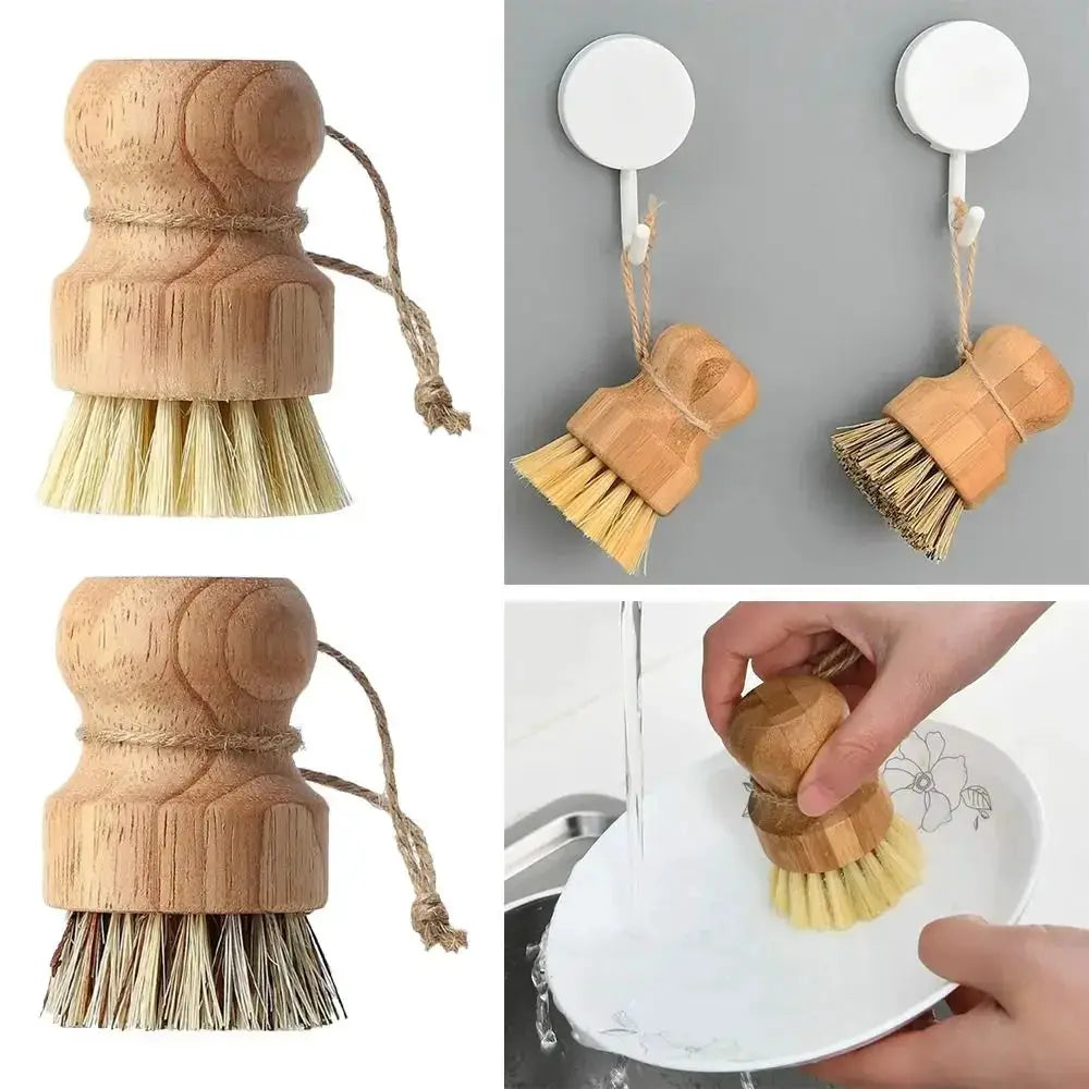 2 Piece Set Wooden Dish Brush With Natural Sisal And Coconut Fiber Eco Friendly Zero Waste Kitchen Cleaning Tools