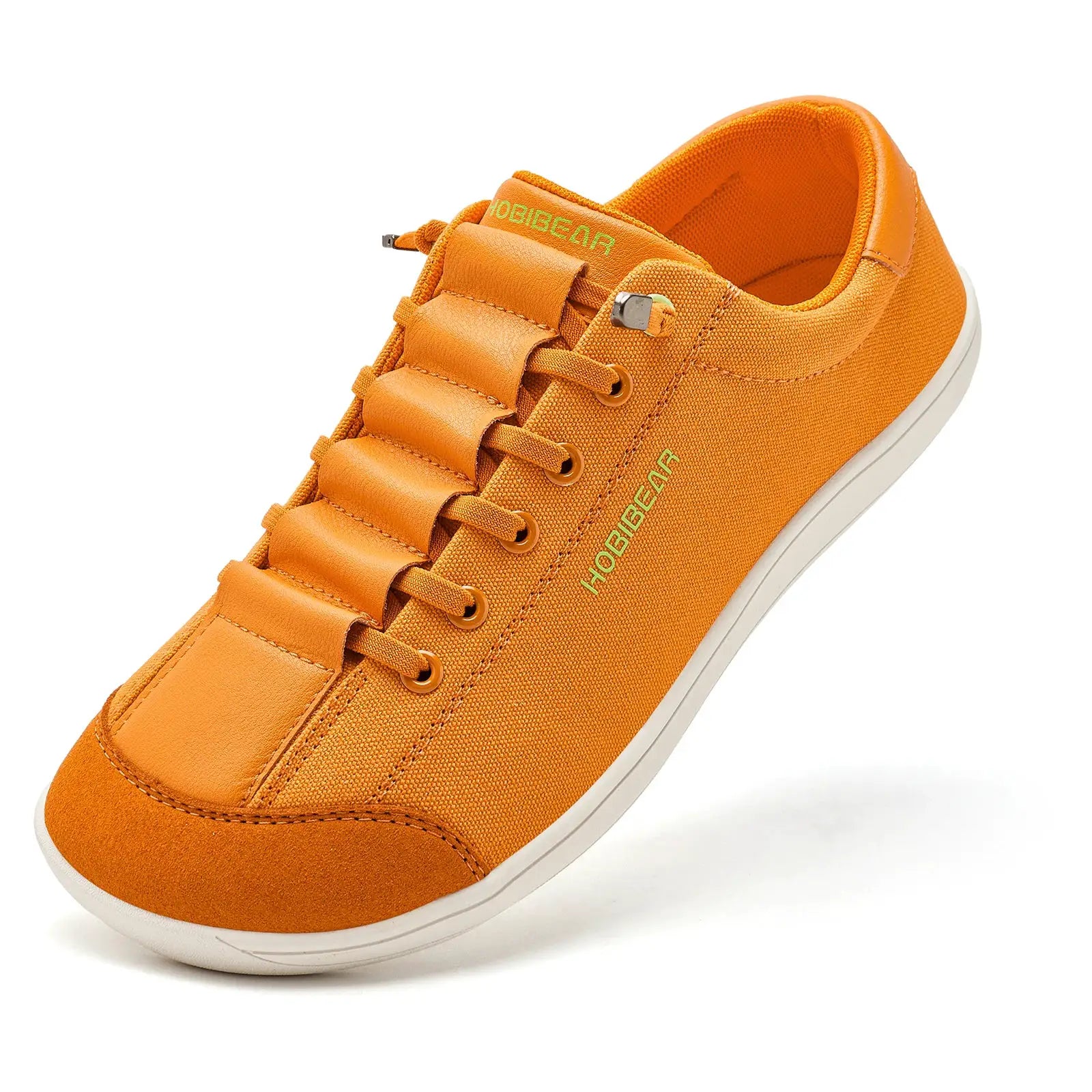 HOBIBEAR orange canvas barefoot sneakers for unisex with white sole
