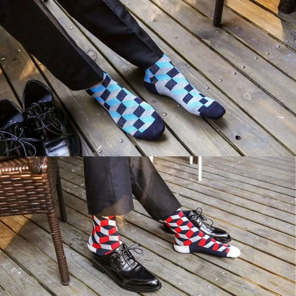 5 Pack Novelty Men's Cotton Crew Socks With Colorful Pattern Funny Happy Fashion Dress Socks