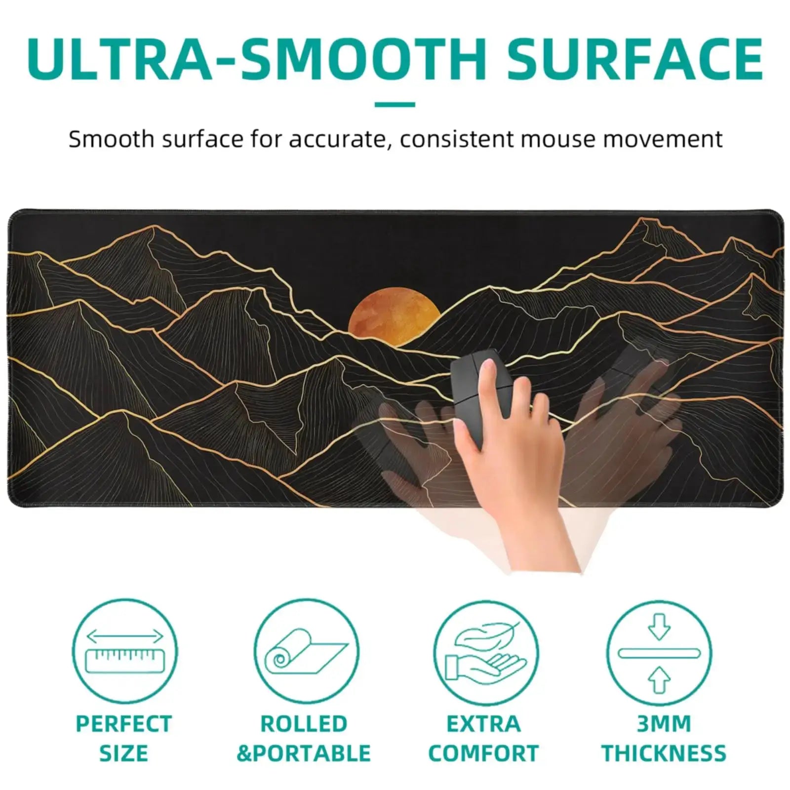 Large Extended Gaming Mouse Pad With Stitched Edges And Non Slip Rubber Base For Desk